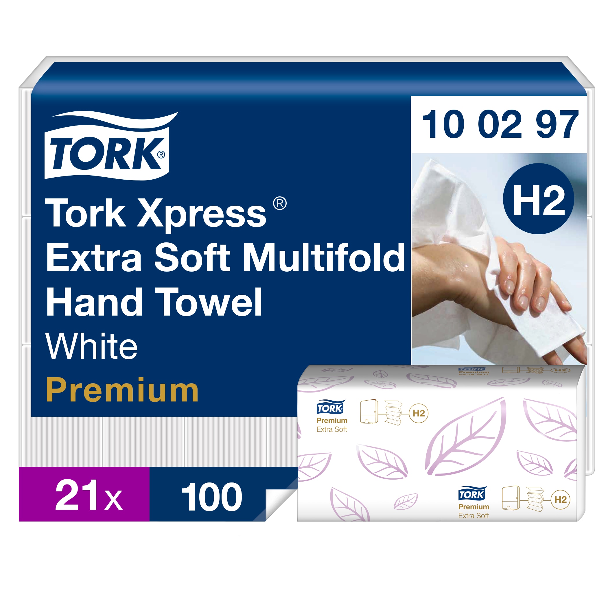 Papírové ručníky Tork Xpress extra jemné Multifold Premium 2-vr. H2, 100 útr., 21,2  x 34 cm