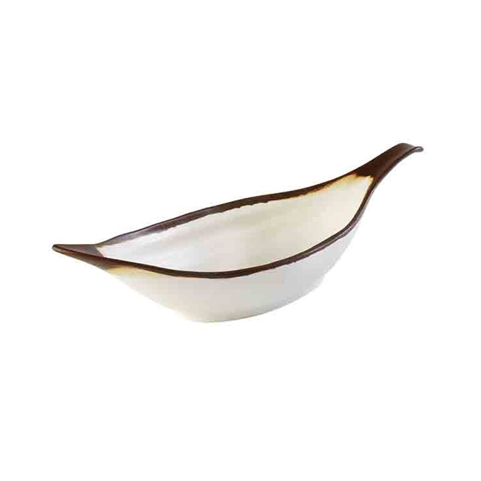 miska Crocker 42x14x9,5 cm bílá, hnědý okraj, melamin