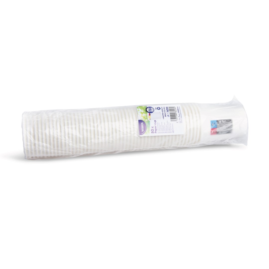 kelímek papírový bílý 280ml M / 50ks (pr. 80mm)