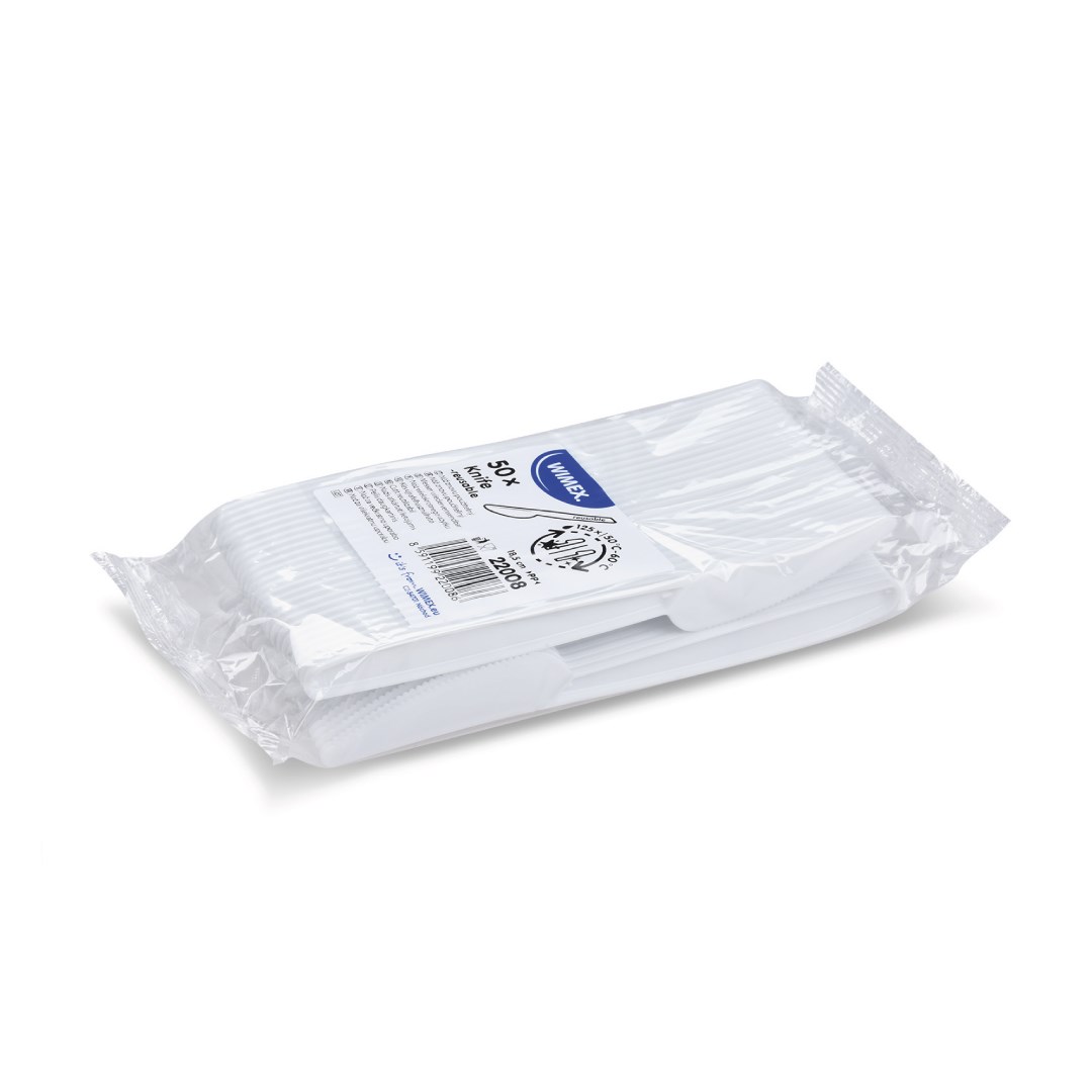 nůž PP bílý 18,5 cm opakovaně použitelný 50 ks