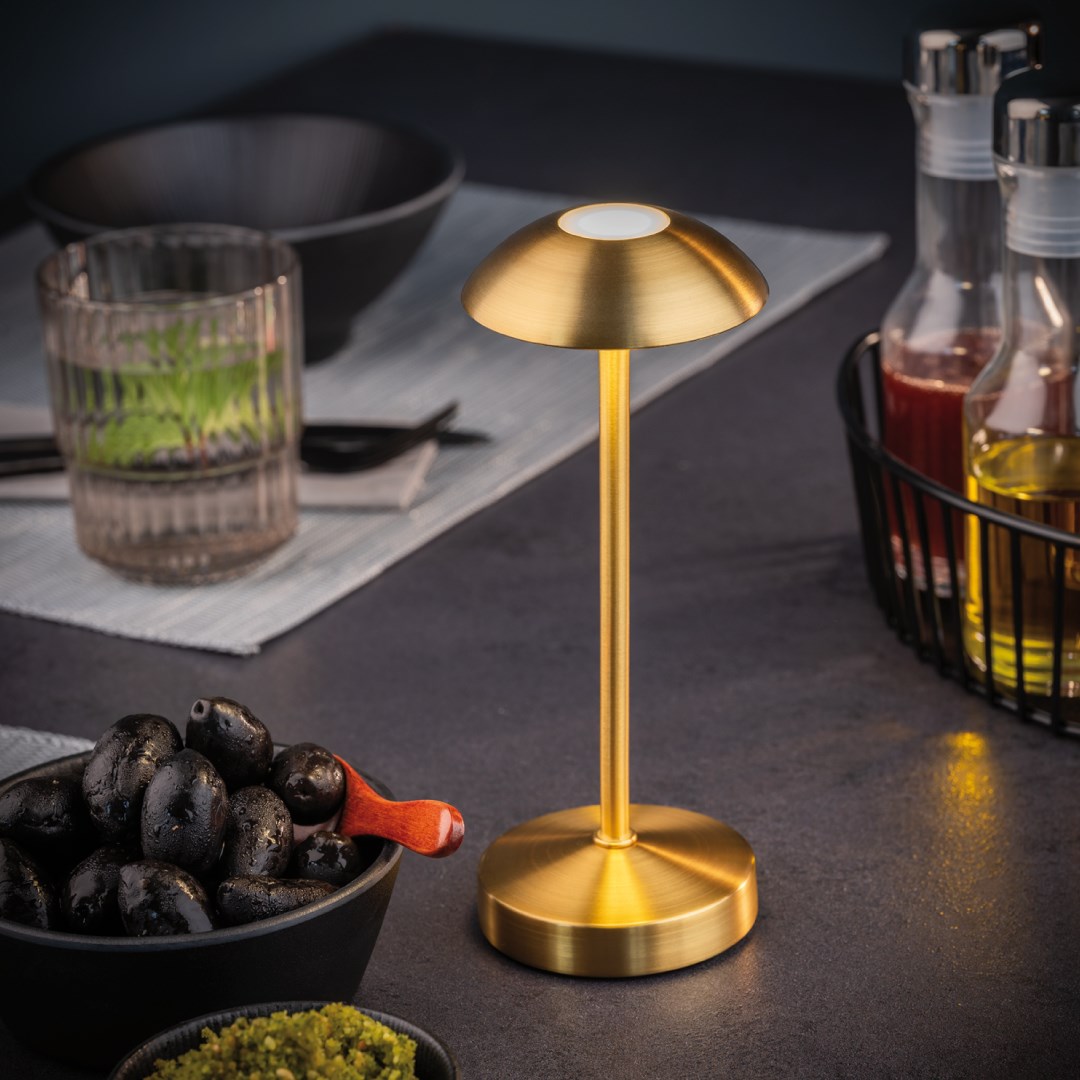 Stolní lampa ALVA - zlatá, výška 20,5 cm