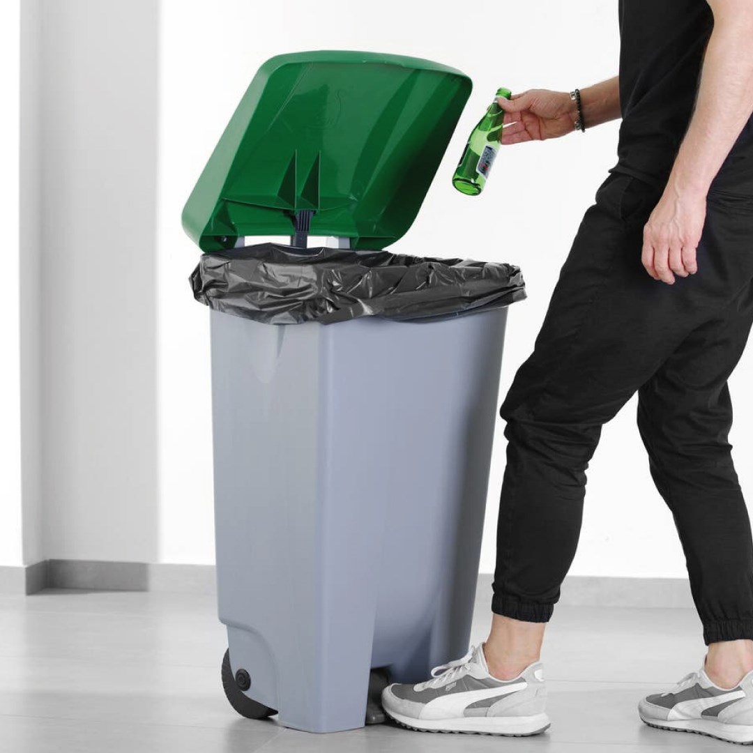 Nádoba na odpadky 120 l, s pedálem, světe šedá (bez víka)