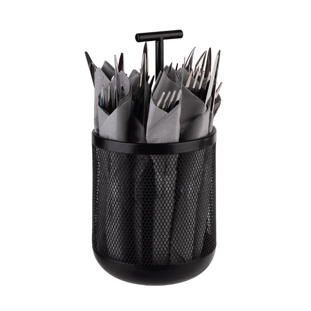 zásobník na příbory DART 12x12cm v 25cm kovový černý