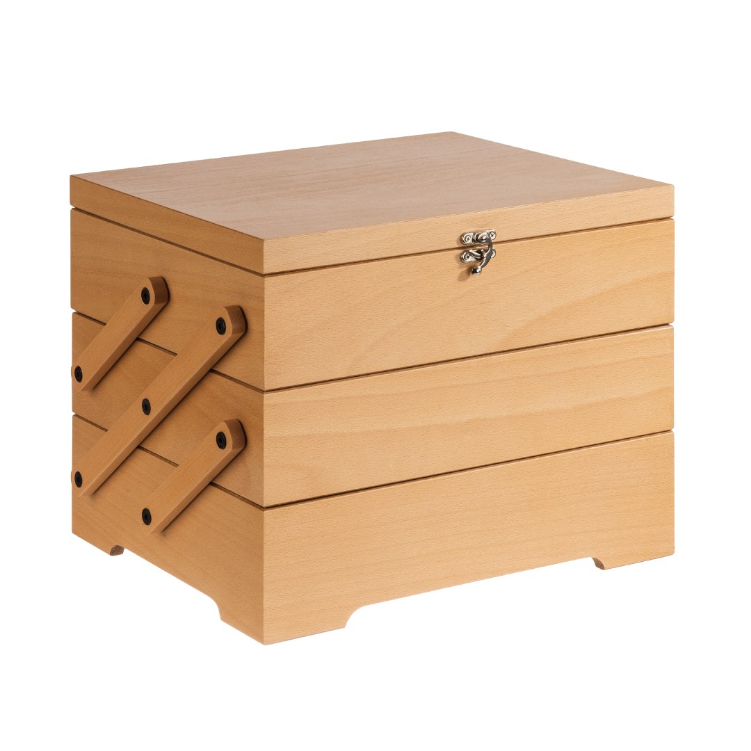 Box bufetový SEWING BASKET, 36x 29, v. 28cm, rozkládací dřevěný