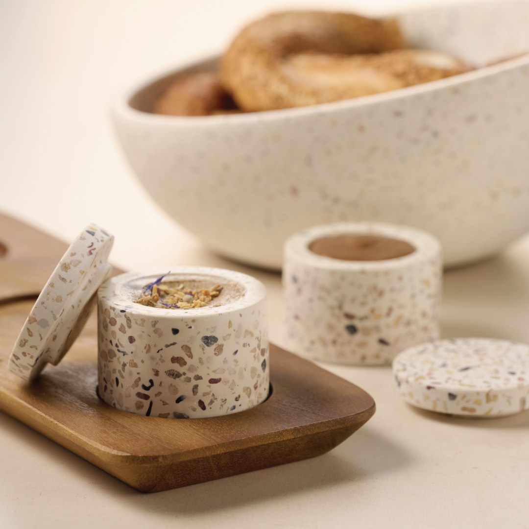 Dóza TERRAZZO, sada 2ks, pr. 6CM, 40ml, beton béžová