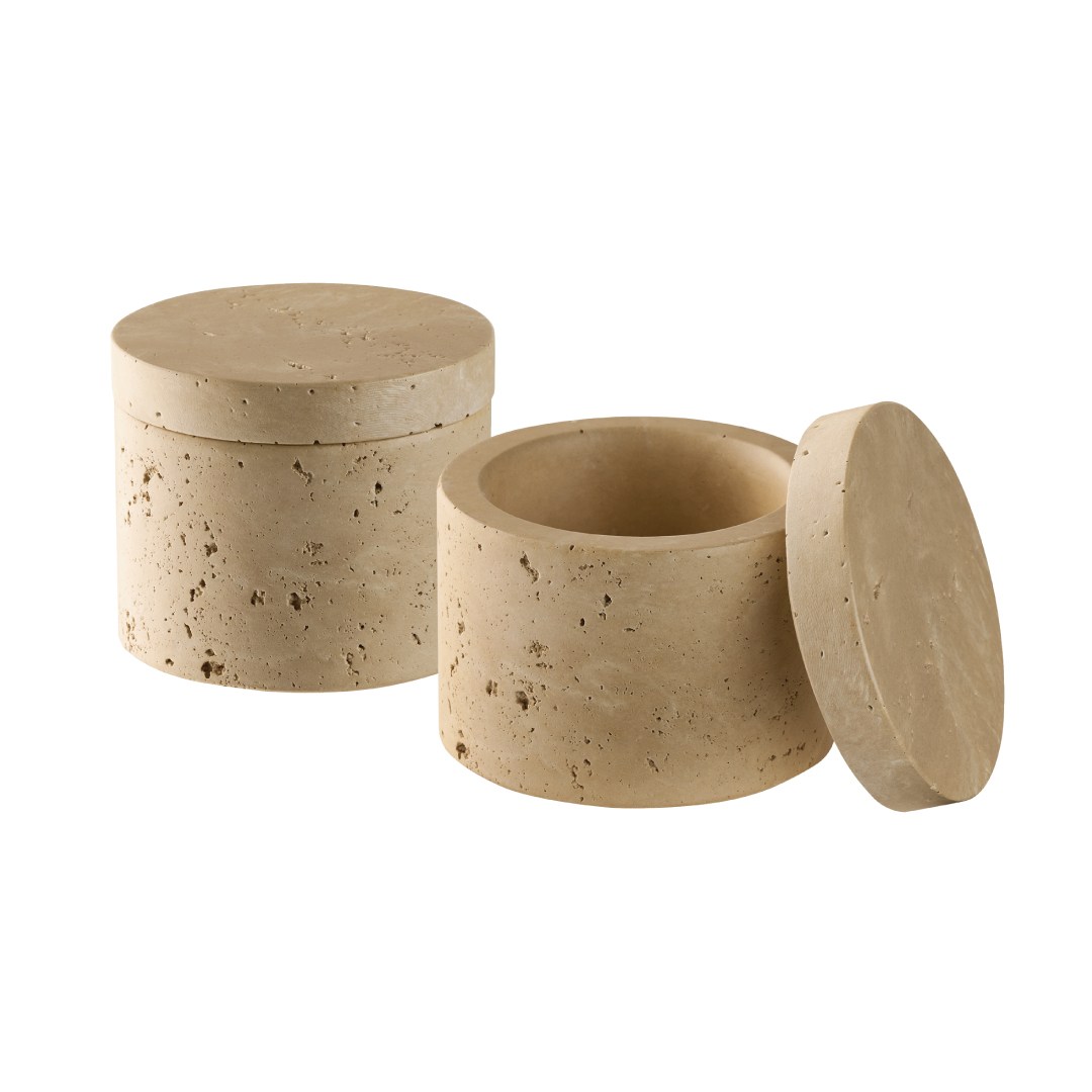 Dóza MINERA, sada 2ks, pr. 6cm, 40ml, beton vzhled vápenec