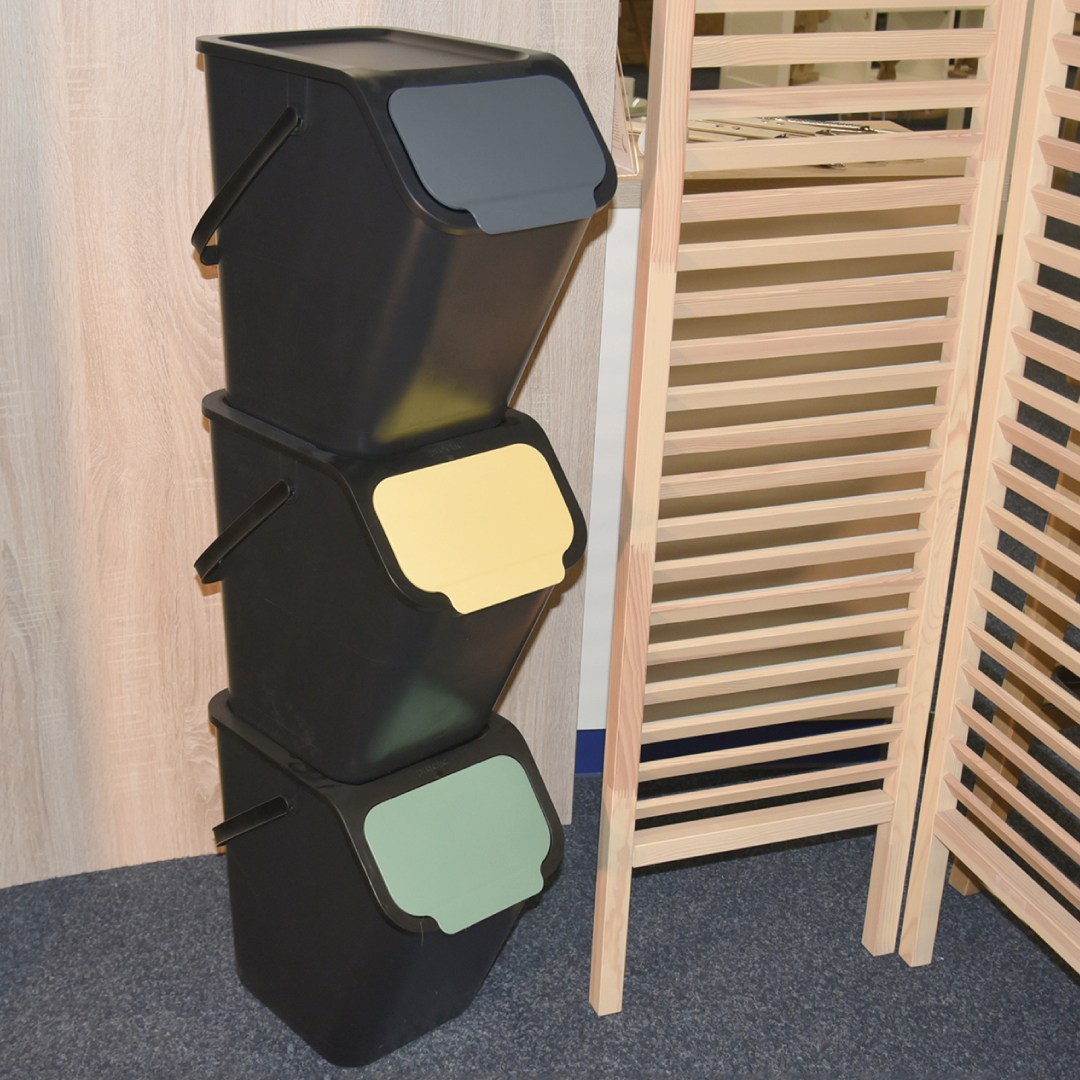 Koš na třídění odpadu 25l,  37.5x25x38, plast černý/žlutý