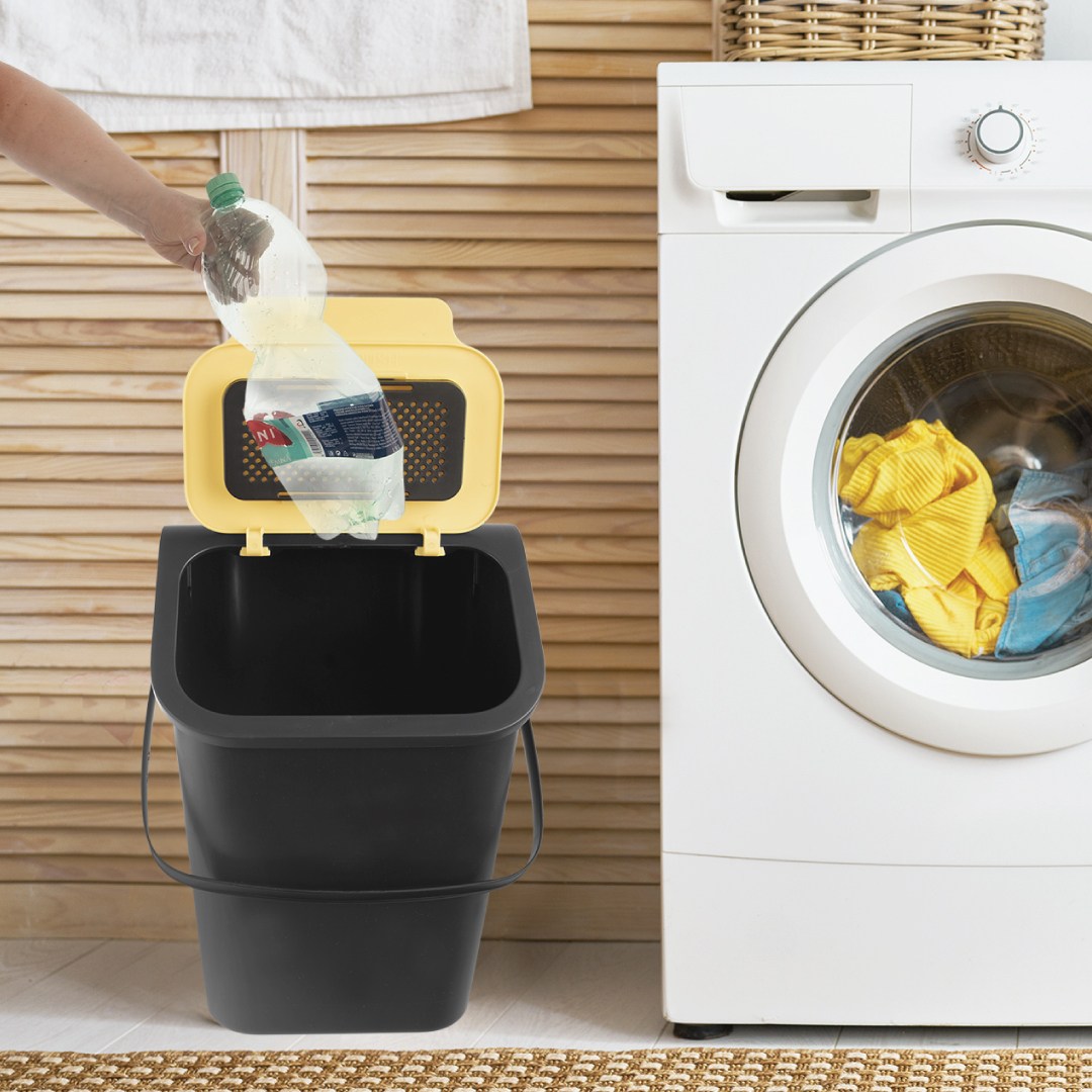 Koš na třídění odpadu 25l,  37.5x25x38, plast černý/žlutý