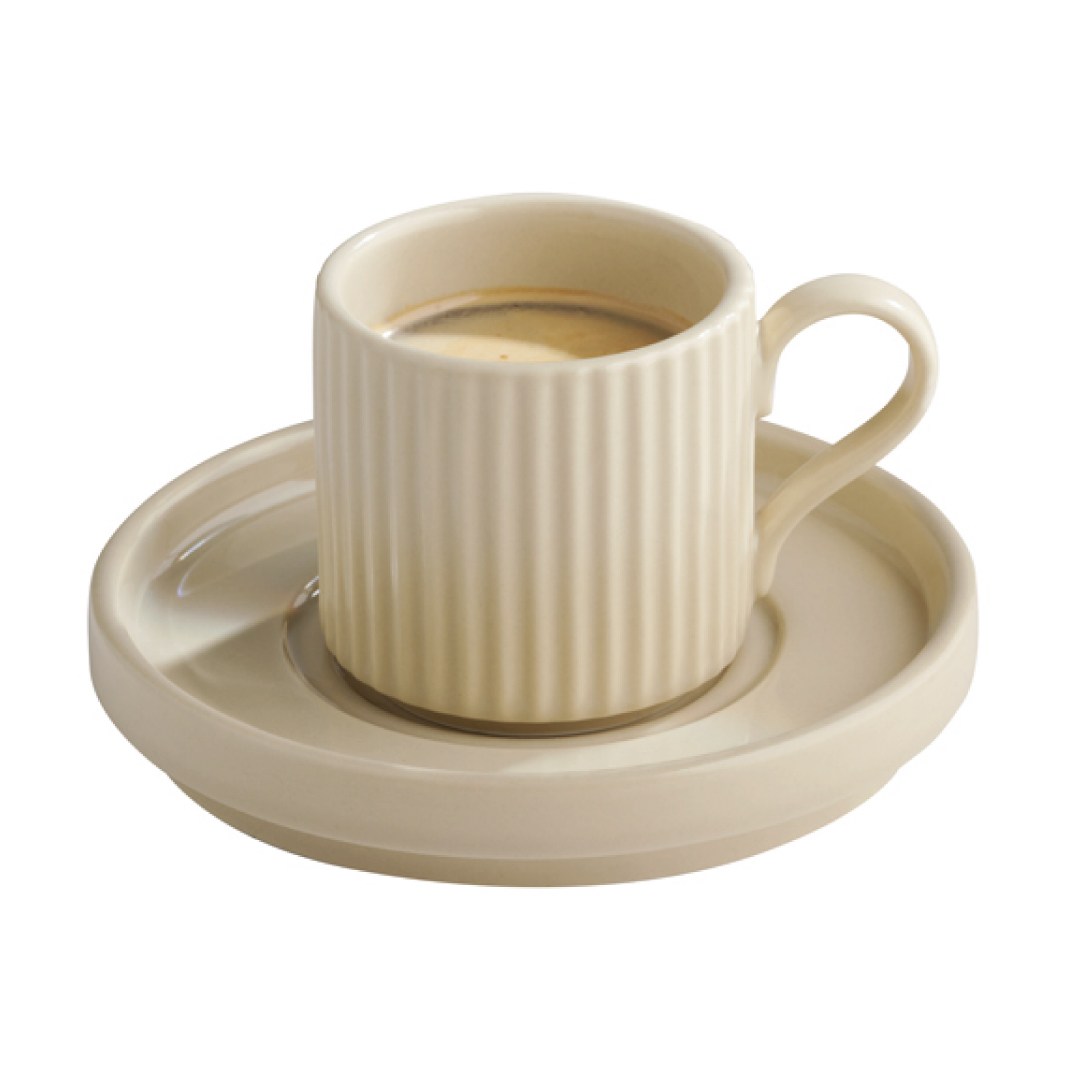 Podšálek THE GRID, porcelán, béžová pr. 16 cm, v. 2 cm