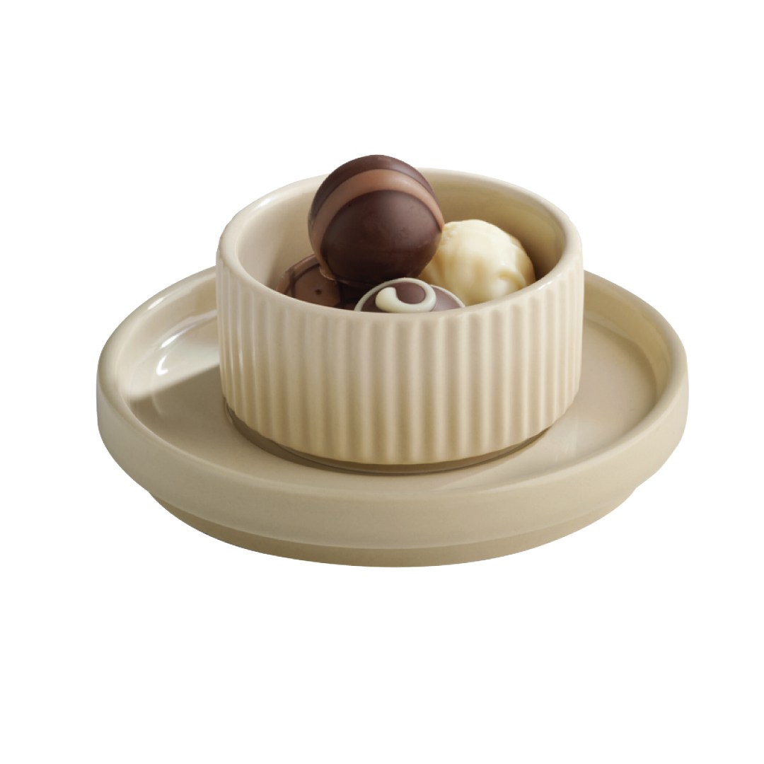 Podšálek THE GRID, porcelán, béžová pr. 12,5 cm, v. 2 cm