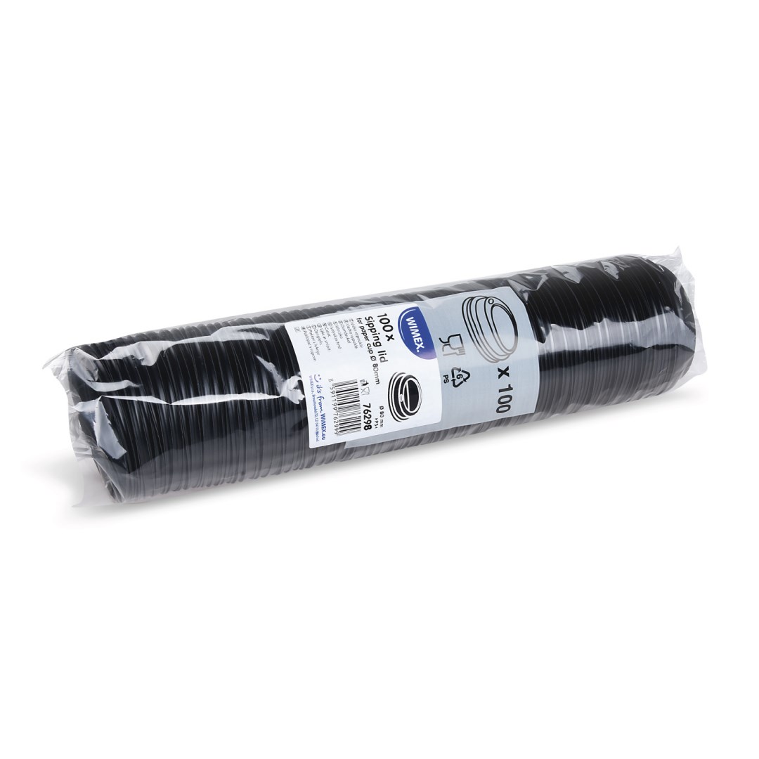 víčko vypouklé černé pro papírové kelímky prům 80mm 100ks (PS)
