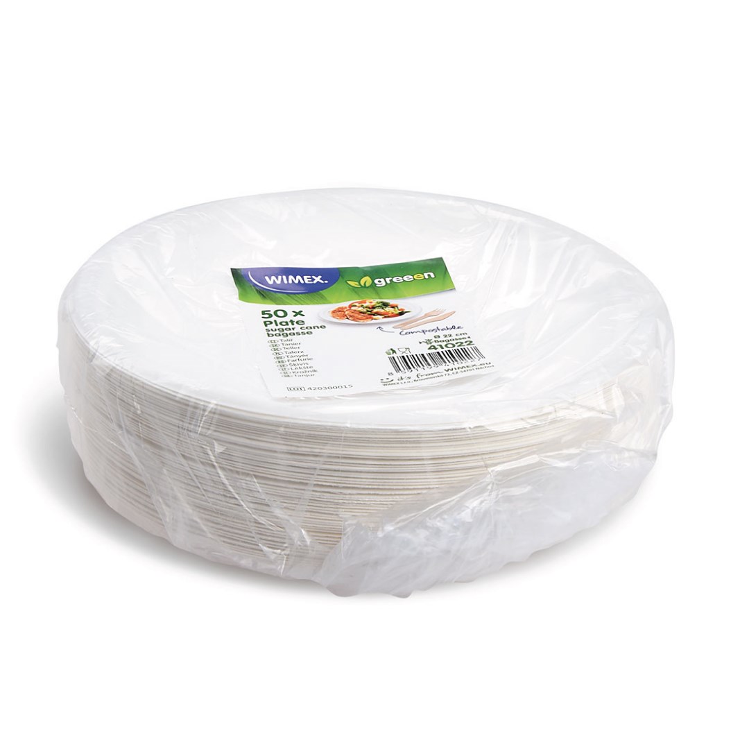 talíř kulatý BIO cukrová třtina O 22 cm 50 ks