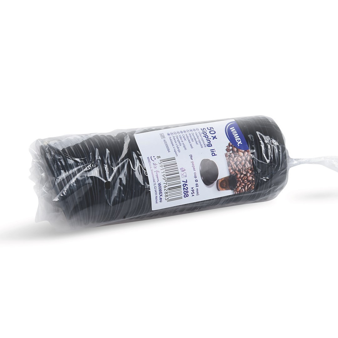 víčko vypouklé černé pro papírové kelímky prům 62mm 50ks (PS)