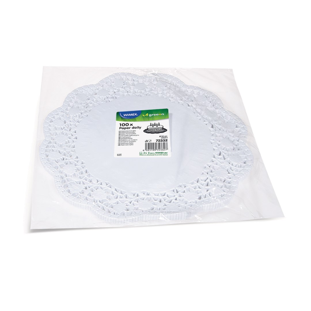 krajky dekorativní 32 cm 100 ks / kulaté, bílé